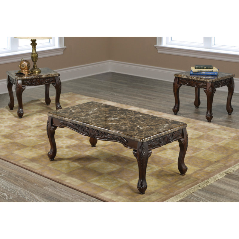 Ensemble de tables basses 3 pièces Ranee, Marron foncé