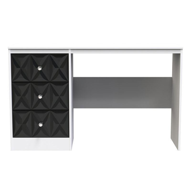Ceinwen 3 Drawer Desk (Ready Assembled), Deep Black/White