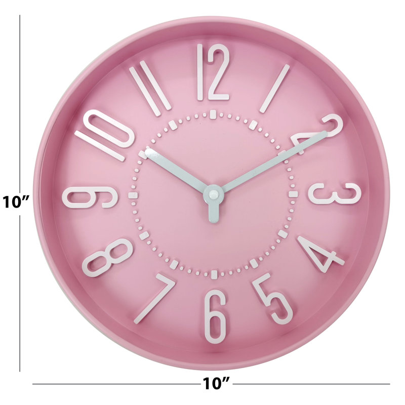 Horloge murale 10 po Westclox Rose QA - précise et élégante, 10 po de diamètre x 1,4, Pink