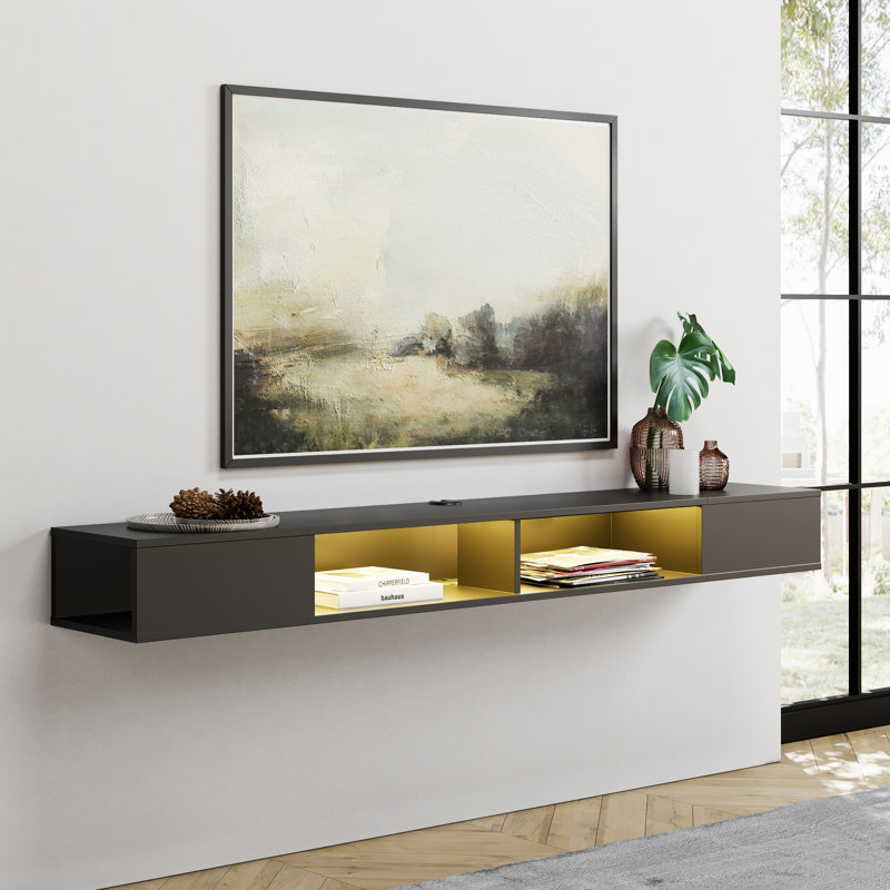 Floating for TVs up to 75, Black, 11.8
