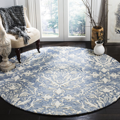 Tapis bleu / ivoire en laine touffeté à la main Ferrera