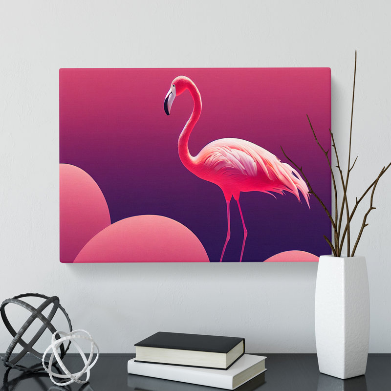 Resplendent Modern Flamingo - Wrapped Canvas Print, 50cm H x 76cm W x 3cm D