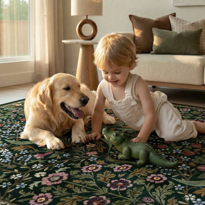 Tapis lavable à motif floral Kaldi