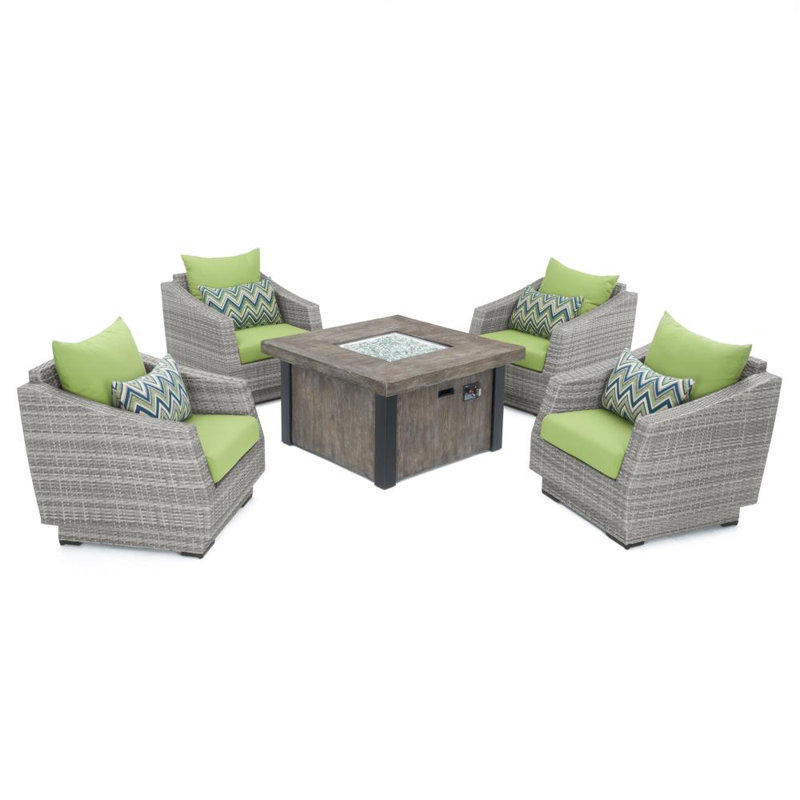 Fionnula 4 - Person Patio Conversation Set with Cushions, Canvas Ginkgo Sunbrella® Canvas