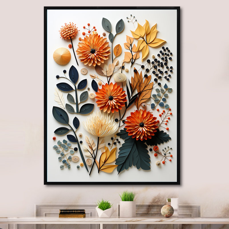 Yansiel Mid-Century Mid-Century Botanicals II, H 44 po x l 34 po x P 1,5 po, Cadre flottant noir