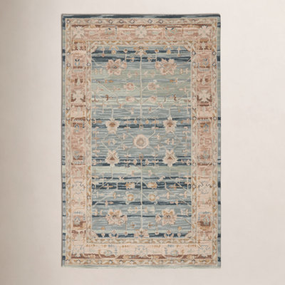 Corla Oriental Handmade Tufted Wool Blue Area Rug