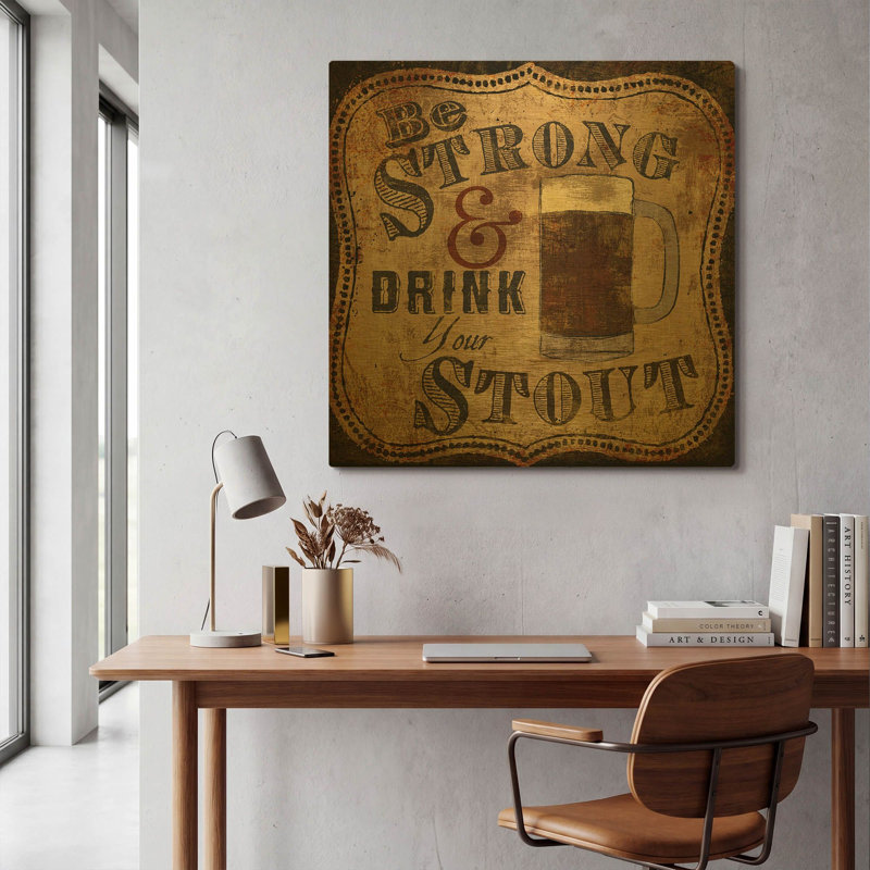 «Strong And Stout» par Art Licensing Studio, art mural en métal doré, 12 po x 12 po, 36 po x 36 po