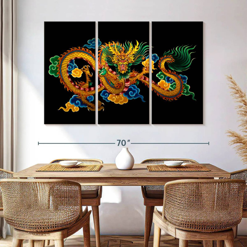 Peinture de dragon chinois Brampt, H 42 po x l 65 po