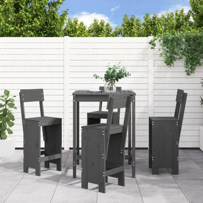 Auniya Brayden Studio Bar Set with Wood Frame and Solid Wood Outer Material