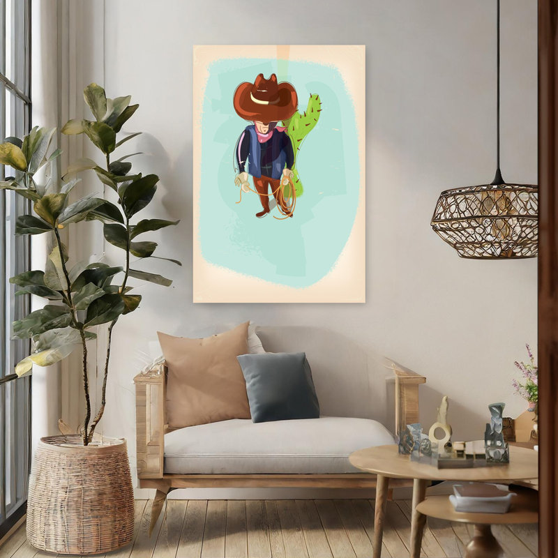 Art contemporain, art rétro, coloré, rétro, cactus, H 48 po x l 32 po