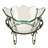 Tempered Glass Scalloped Edge Kitchen Serving Bowl with Bronze Metal Scroll Stand