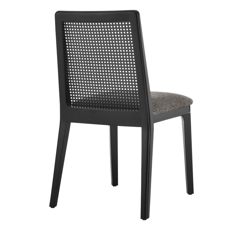 Monarch Wood And Rattan Dining Side Chair, Gray/Black