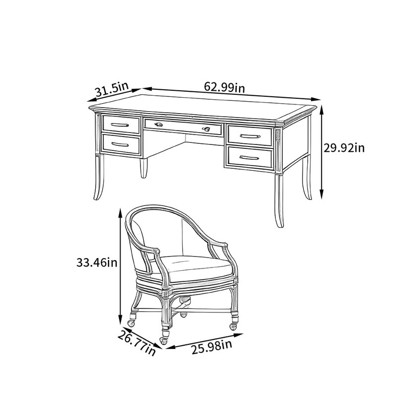 Southeast Asian retro style desk and chair set