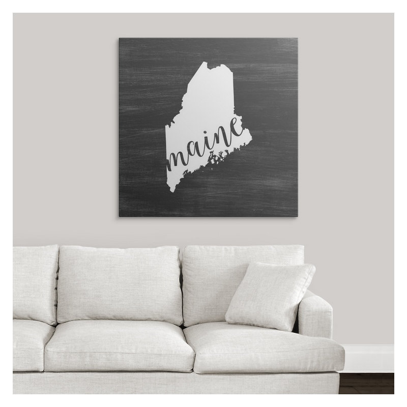« home state typographie maine », impression sur cercle intérieur, H 30 po x l 30 po x P 1,5 po, Toile