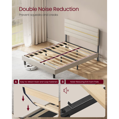 Upholstered Bed Frame with Adjustable Headboard