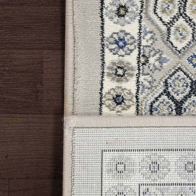 Tapis argenté/gris oriental Attell, Rectangle 5 pi 3 po x 7 pi 7 po