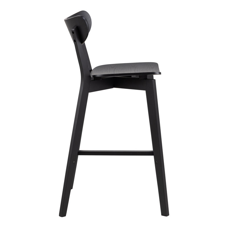 Babrak Counter Stool with Solid Wood Frame, Black