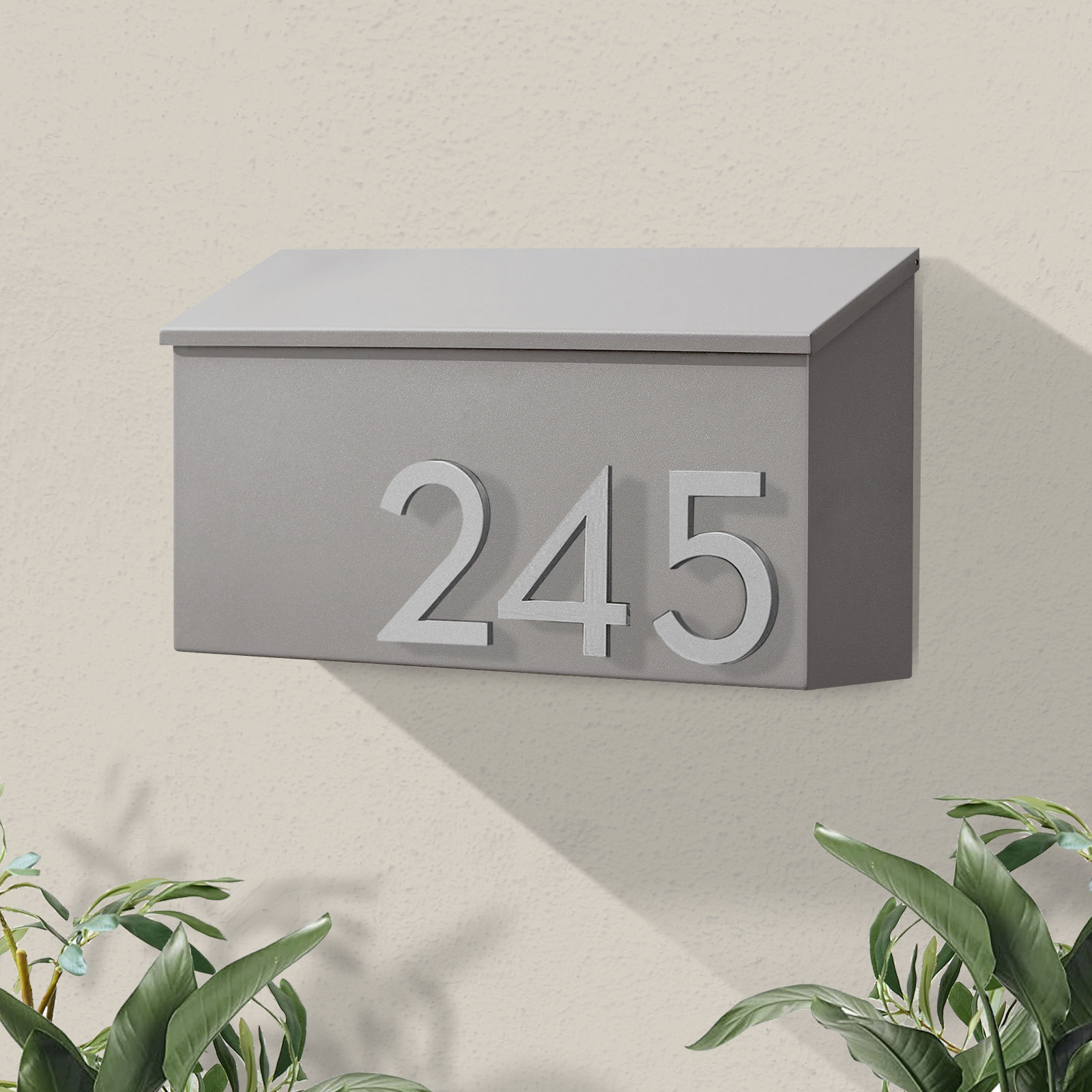 The OG Wall Mounted Steel Mailbox, Gray, Silver, Yes
