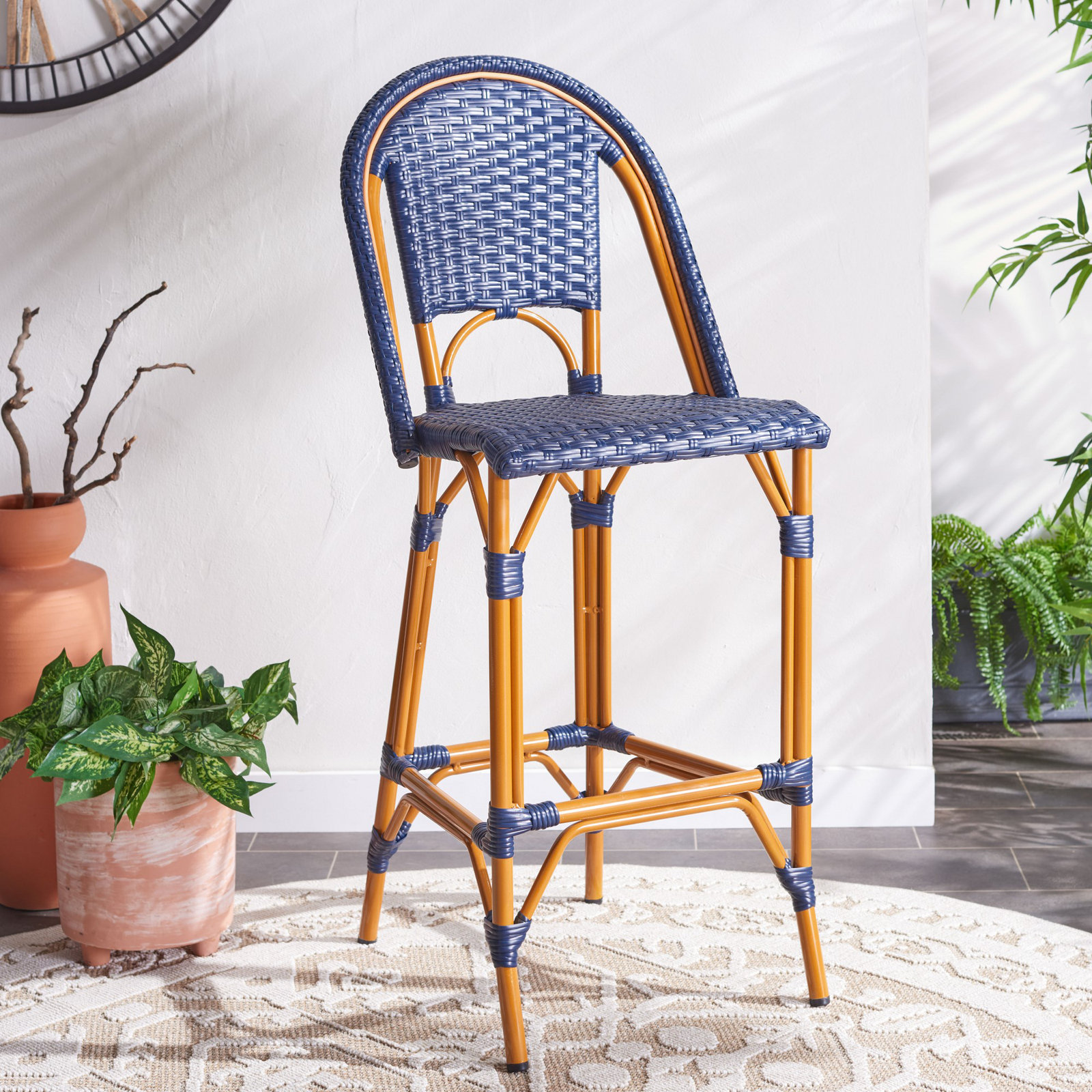 Kerta 46.5'' Outdoor Bar Stool, Navy