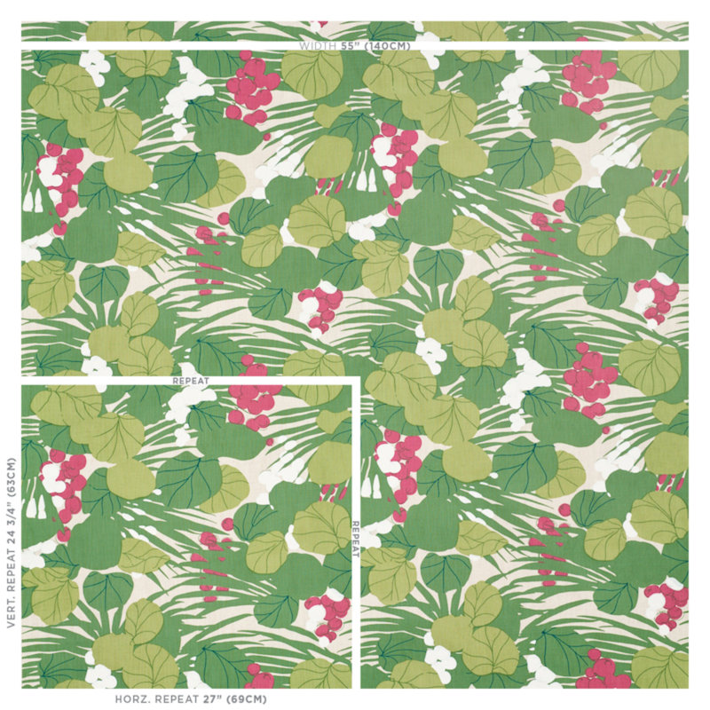 Sea Grapes Fabric, Green/Pink