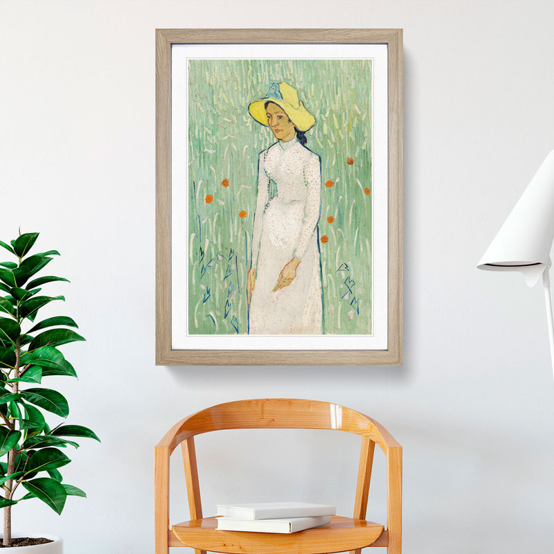 Girl in White by Vincent Van Gogh - Framed Print, 36cm H x 27cm W x 2cm D, Oak Framed