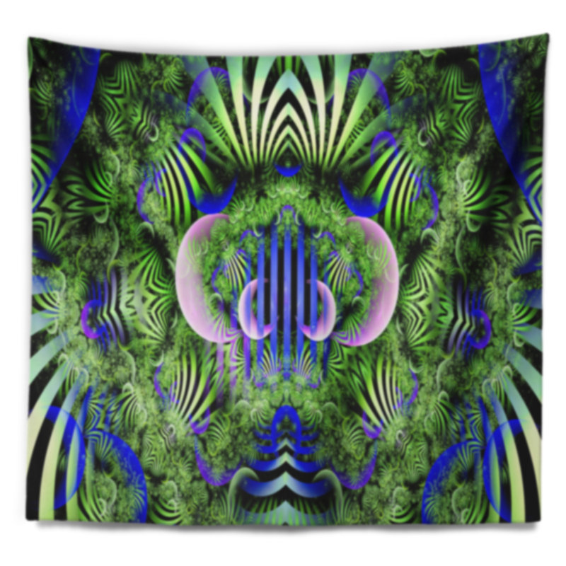 Tapisserie florale verte, féerique et magique, H 50 po x l 60 po