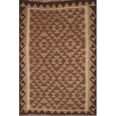 Brown Geometric Kilim Oriental Rug 3x5