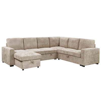 Canapé modulaire droit avec rangement, lit et rangement