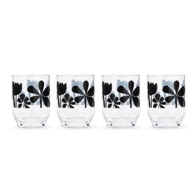 Bold Floral Acrylic Glass Set Of 4 - 14Oz