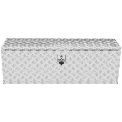 Underbody Truck Box, 48"×24"×24" Pickup Storage Box, Heavy Duty Aluminum Diamond Plate Tool Box With Lock And Keys, Waterproof Trailer Storage Box With T-Handle Latch For Truck, Van, Trailer