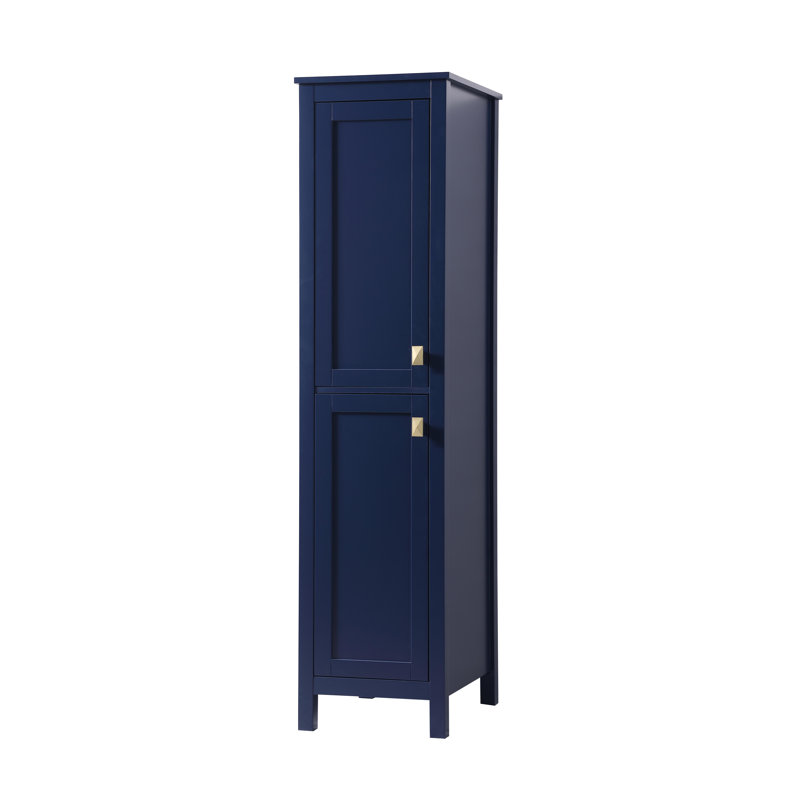 Rangement pour salle de bain Destinymarie, Bleu / doré, H 65 po x l 16 po x P 22 po