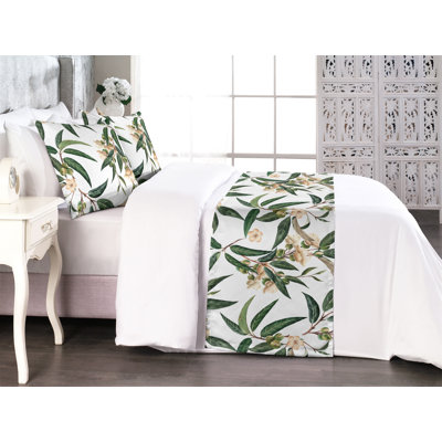 Ensemble de chemin de lit Ambesonne Tropical Motifs botaniques Durian vert forêt et taupe chaud