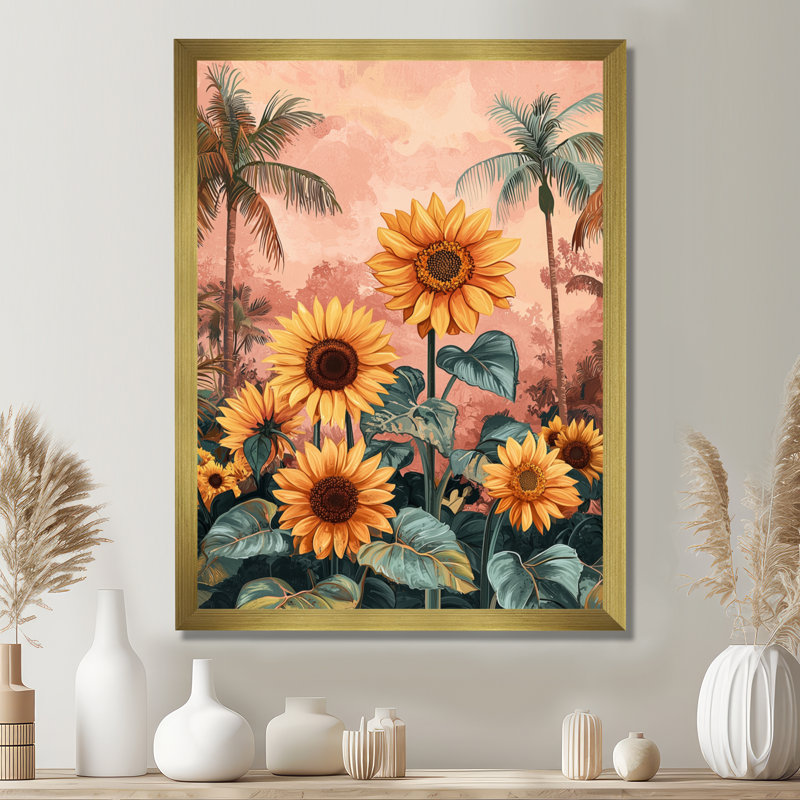 Drimit - Floral Wall Art Prints, H 20 po x l 12 po, Reproduction encadrée d'une seule photo, Doré