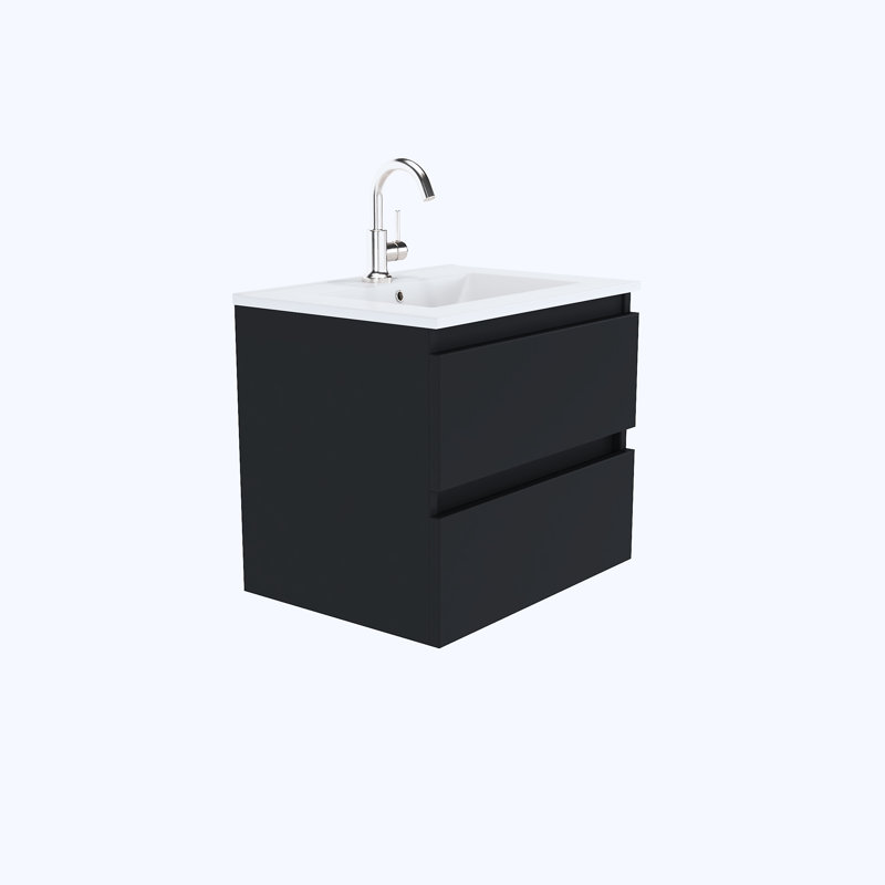 Salt 24'' Single Bathroom Vanity with Ceramic Top, Black