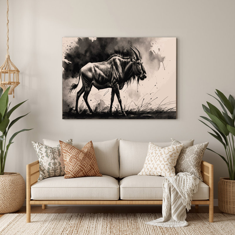 Faune, art mural beige en métal Hartebeest, H 11 po x l 14 po