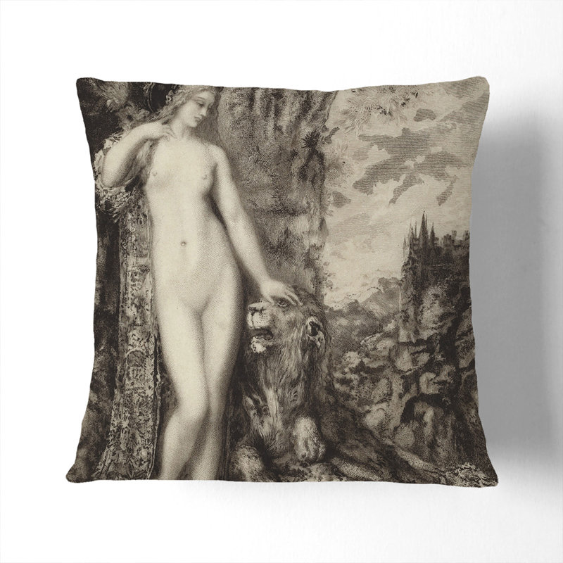 The Amorous Lion Scatter Cushion, Stone, 55cm H x 55cm W x 20cm D