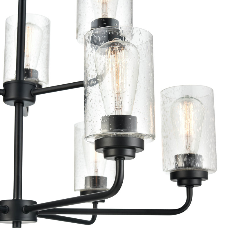 Lustre à niveaux unique à 9 lumières Moven, Noir mat