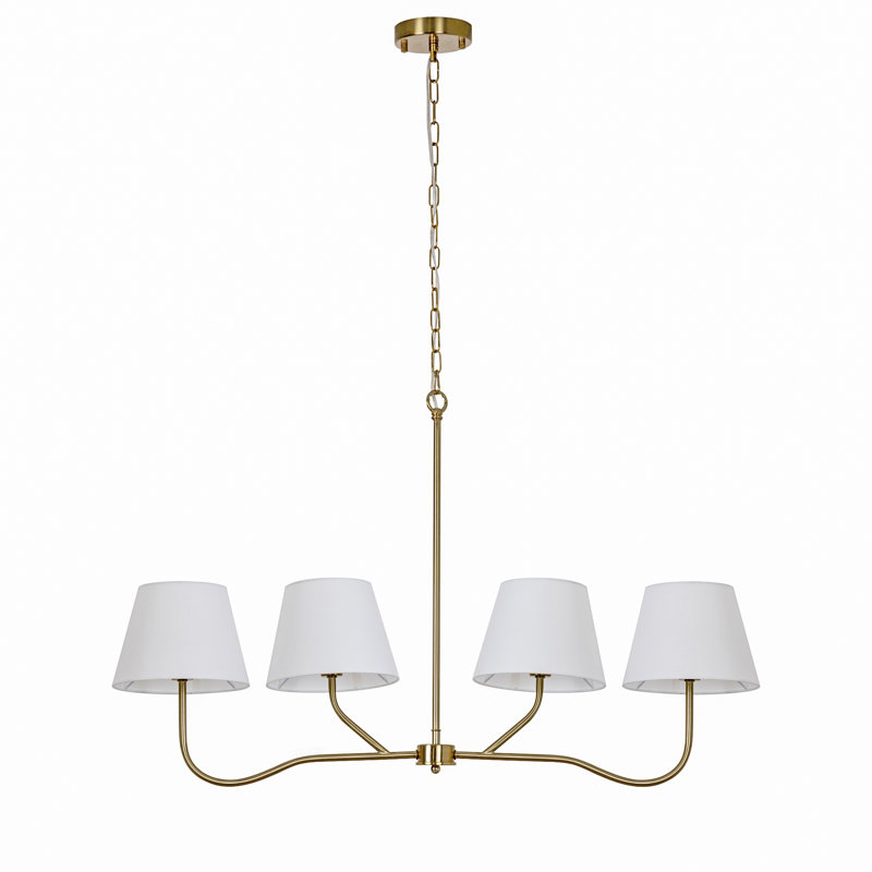 Luminaire suspendu 4 lumières à abat-jour l 37 po avec doublure en toile de jute Aeris