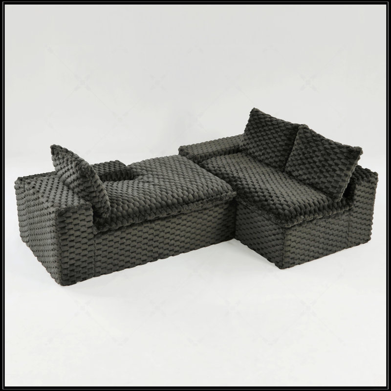 Canapé polyvalent en velours Turtle, Black, Face à la droite