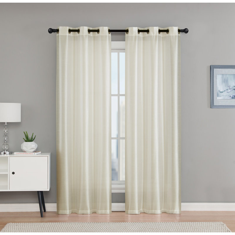 Middleburgh Outdoor Semi Sheer Curtain Pair, Beige, 38" W x 84" L
