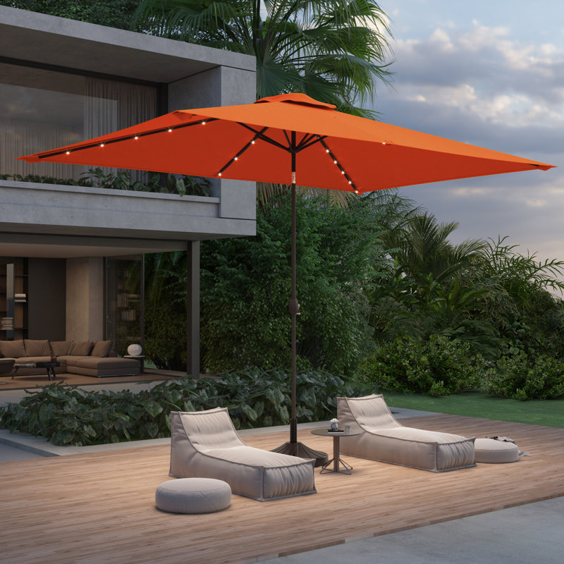Parasol de marché rectangulaire 120 po x 78 po Dorelien, Orange