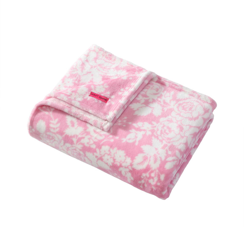 Vintage Floral Black Ultra Soft Fleece Throw Blanket