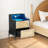 RGB LED Nightstand with Outlets & USB - Adjustable Color Lighting Bedside Table,Rattan Side Table with 2 Drawers Storage