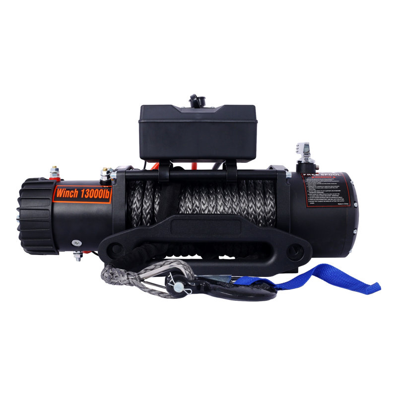 Treuil électrique 13 000 lb - Treuil de récupération en acier 12 V CC avec filoir en aluminium