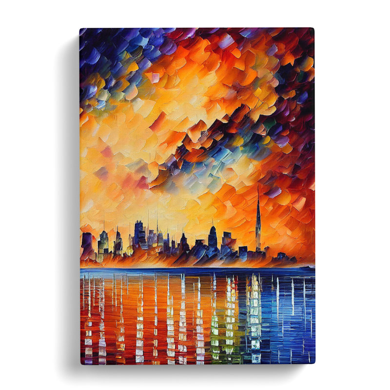 City Skyline At Sunset No.5 - Wrapped Canvas