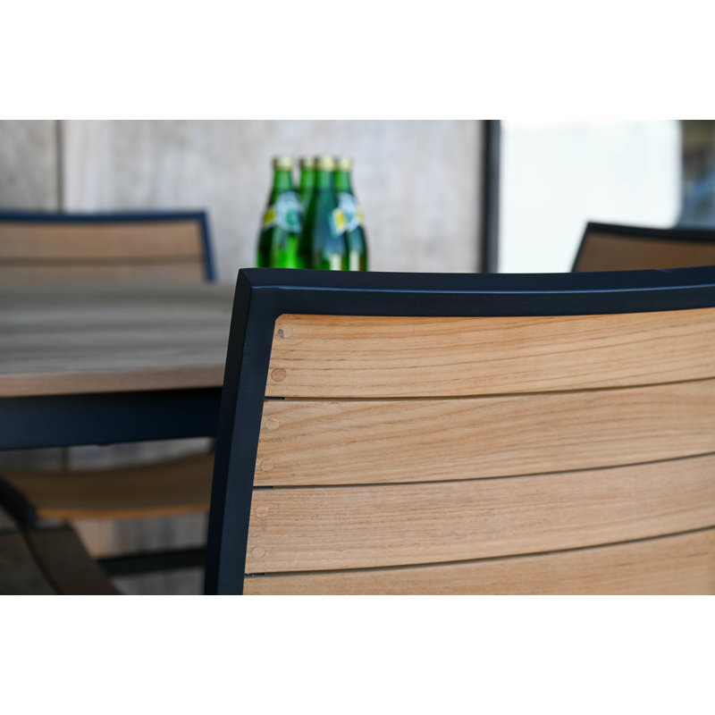 SoHo Teak Aluminum Outdoor Stacking Armchair, Black