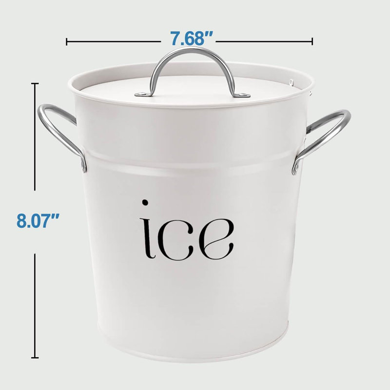 Seau à glace blanc galvanisé 3 pte avec couvercle