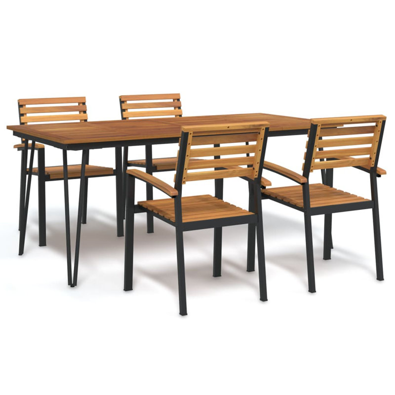 With this wooden garden dining set, you can enjoy a nice meal outdoors with your family and friends!