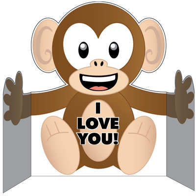 Carte de saint-valentin géante avec singe