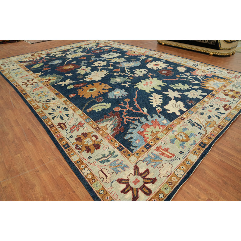 Floral Oushak Vegetable Dye Large Rug 13x20